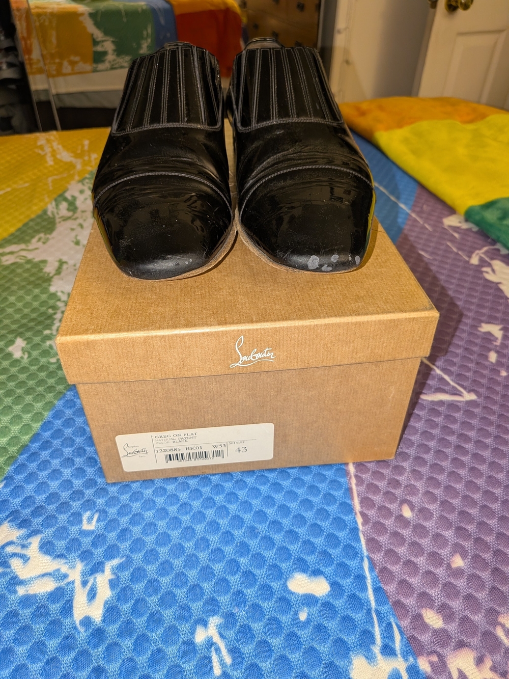 Christian Louboutin Black Patent 'Greg On Flat' Loafers EU 43
